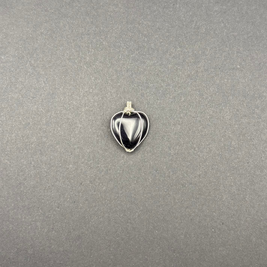 blau glitzernder Sandstein Anhänger in 925 Sterling Silber gefasst