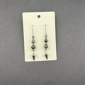 elegante Hängeohrringe mit offenem Verschluss aus silber schwarzem Obsidian mit Nieten Anhänger