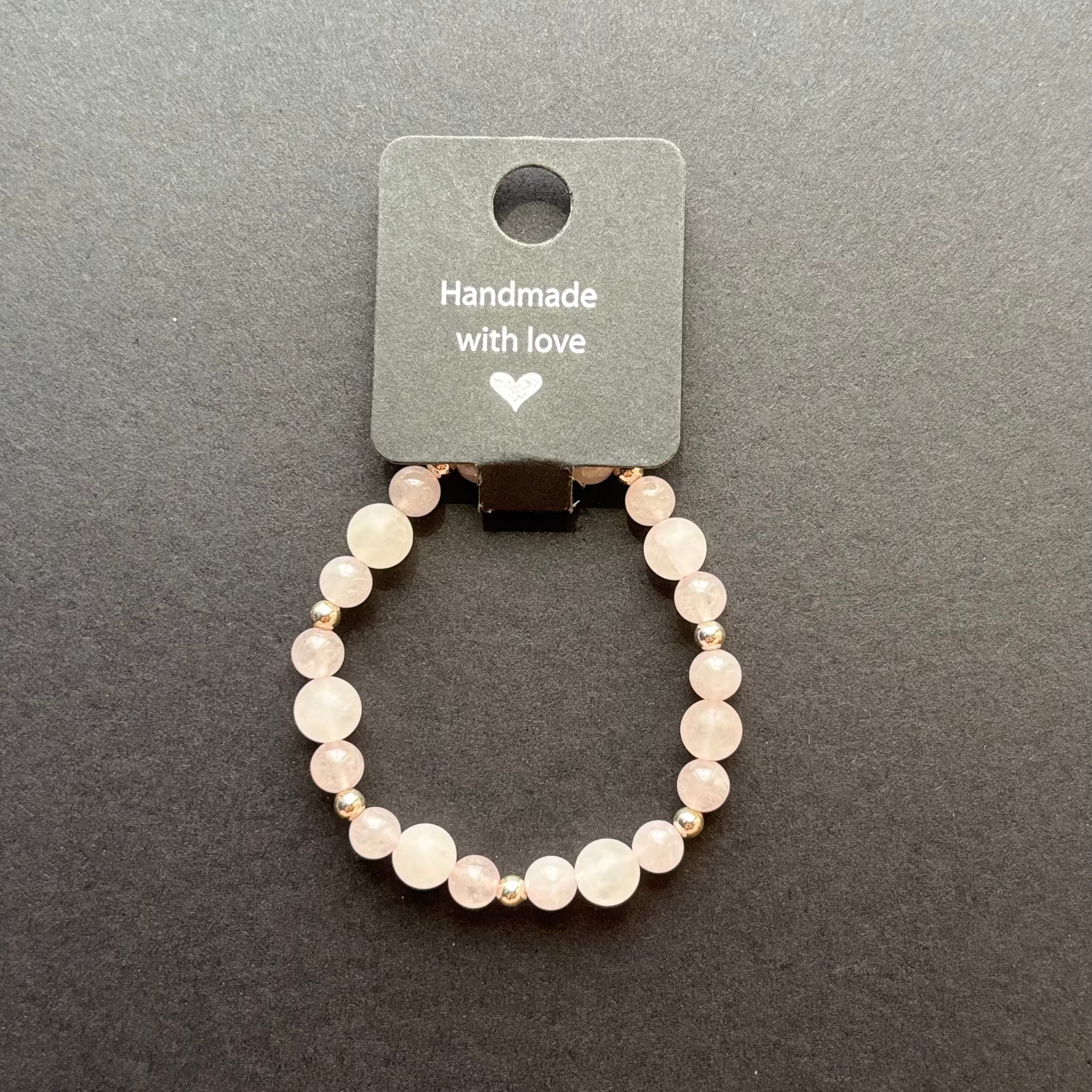 rosafarbenes Armband aus Rosenquarz und 925 Sterling Silber Perlen 